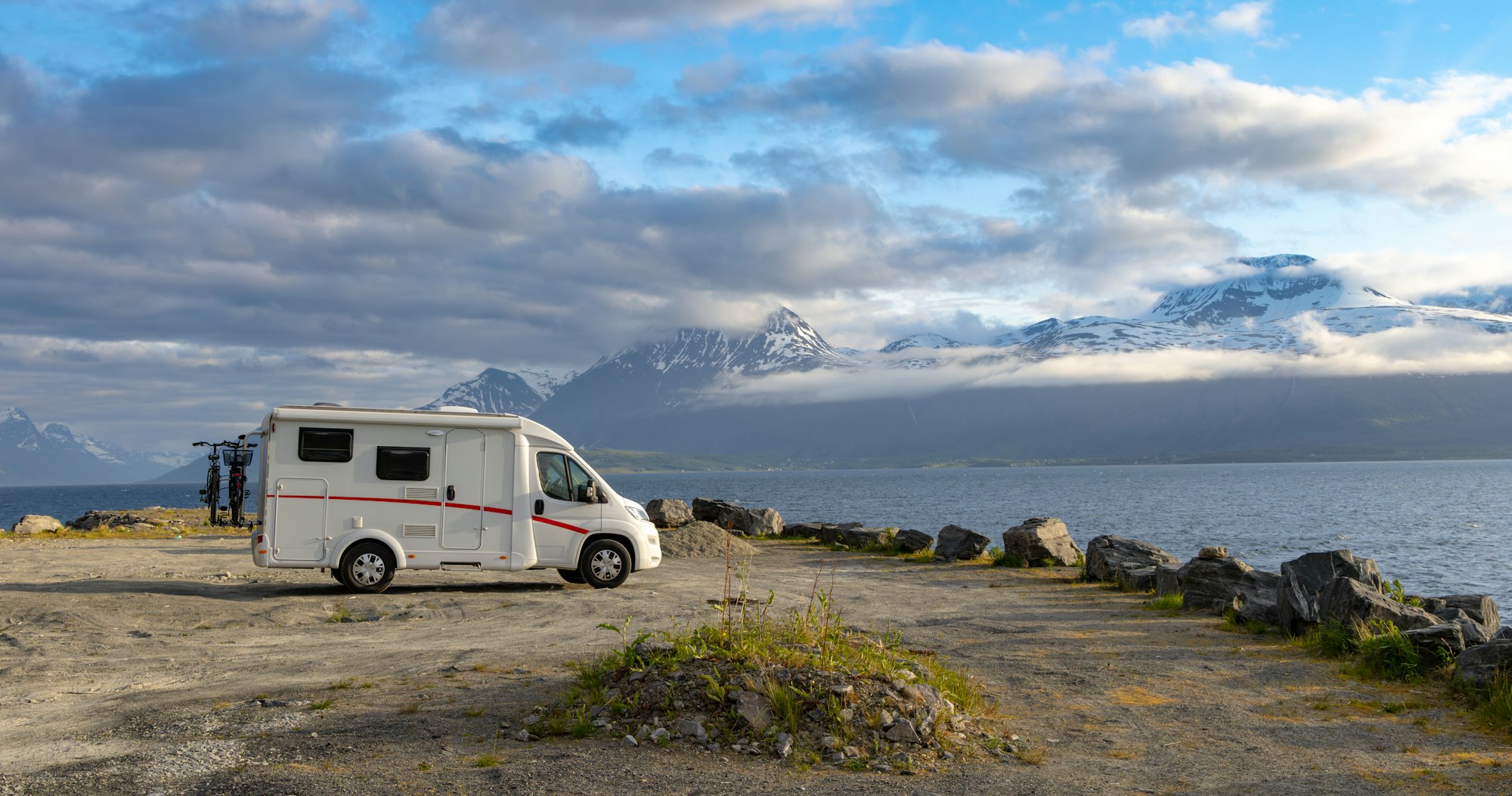 Family vacation travel RV, holiday trip in motorhome, Caravan car Vacation.